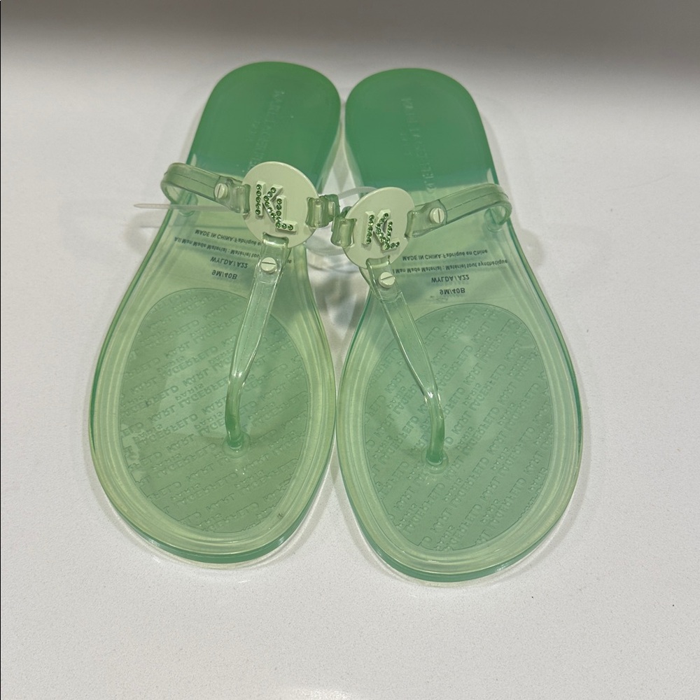 NEW Karl Lagerfeld WYLDA Mint Green Transparent Slip On Thong Sandal - Womens 9 - Picture 2 of 5